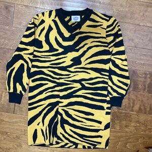 Like New Size Medium Sparkle City Gol and Black Tiger Stripe Sweater Dress